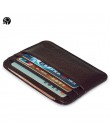 Moda oryginalne skórzane etui na karty bankowe cienki Mini portfel na karty mężczyźni identyfikator firmy etui na karty kredytow