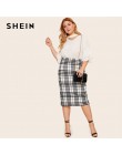 SHEIN czarna porządna damska Plus rozmiar elegancka spódnica ołówkowa wiosna jesień urząd Lady odzież robocza rozciągliwe Bodyco