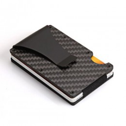 Carbon Fiber metalowe etui na karty kredytowe portfel rfid blokowanie przenośne etui na dowód mężczyźni aluminiowy klips kieszon