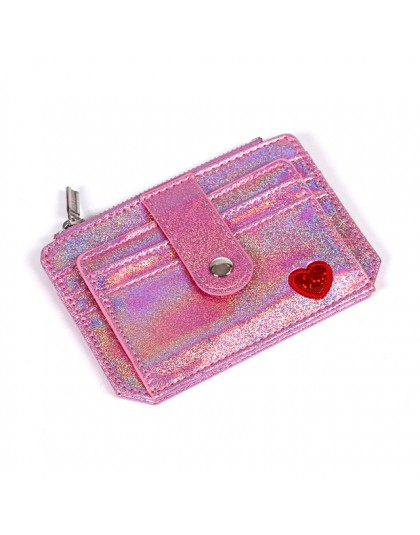 UOSC śliczne serce kobiety laserowe monety kiesy Mini mała portmonetka etui na karty portfel Carteira femme Feminina Mujer dziew