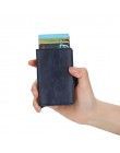 Cizicoco nowy RFID crazy horse skóra pu Mini portfel informacje o bezpieczeństwie podwójne pudełko aluminiowe etui na karty kred