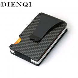DIENQI Carbon fibre etui na karty kredytowe minimalistyczny portfel aluminium Metal Anti RFID blokowanie Business Bank etui na d