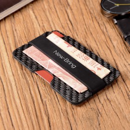 NewBring 100% prawdziwe kompaktowe włókna węglowego Mini klip na pieniądze karty kredytowej rękaw etui na dowód z RFID anti-złod