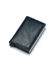 Karta rfid portfel na pieniądze skóra Metal mężczyźni Slim cienki portfel składany portfel mężczyzna kobiet portfel kieszonkowy 