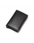 Karta rfid portfel na pieniądze skóra Metal mężczyźni Slim cienki portfel składany portfel mężczyzna kobiet portfel kieszonkowy 