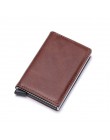 Skórzany portfel męski moda wizytownik dla mężczyzn niebieski etui na dowód osobisty krótki Rifd portfele męskie portfel na kart