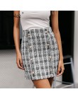Simplee dwurzędowy tweedowy plaid damski spódnica prosta elegancka biurowa, damska krótka mini spódniczka Vintage jesienna spódn