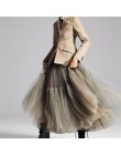 3 kolory 90 cm Runway luksusowe miękki tiul spódnica ręcznie robione Maxi długie plisowane spódnice kobiet w stylu Vintage halka