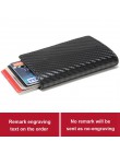 Grawerowanie laserowe etui do kart kredytowych dla mężczyzn blokowanie portfel rfid skóra Unisex informacje o bezpieczeństwie al