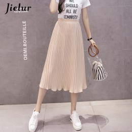 Jielur 6 kolory koreański mody spódnica letnia kobiet szyfonowa wysokiej talii plisowana spódnica kobiet S-XL Harajuku Faldas Mu