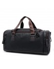 Najwyższa jakość dorywczo podróżny worek marynarski PU skórzane męskie torebki duża duża pojemność torby podróżne czarny mężczyz