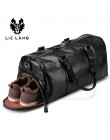 LIELANG męska czarna torebka podróżna torba wodoodporna skórzana duża pojemność Travel Duffle wielofunkcyjna torebka Casual Cros