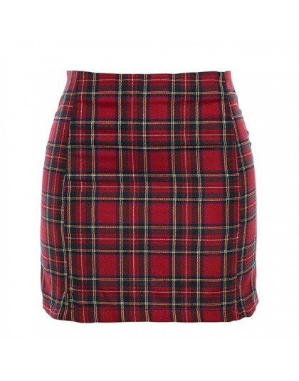 Sisterlinda prosty czerwony krótki, obcisły spódnica w kratę kobiet 2019 moda lato wysokiej talii Mini spódnica Streetwear krótk