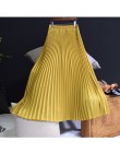 Damska Vintage plisowana spódnica Midi długie kobiece koreańskie casual spódnice szyfonowe z wysokim stanem Jupe Faldas 18 kolor