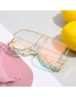Fashion Square okulary przeciwsłoneczne damskie nowe ponadgabarytowe lustro mężczyźni odcienie okulary luksusowe marki metalowy 