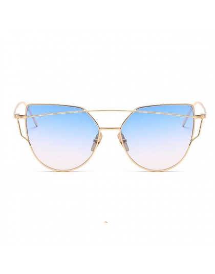 ZUCZUG okulary przeciwsłoneczne damskie luksusowe kocie oko marka projekt lustro płaskie różowe złoto Vintage Cateye modne okula