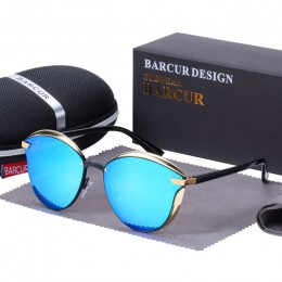 BARCUR luksusowe spolaryzowane okulary przeciwsłoneczne damskie okrągłe słońce okulary damskie luneta de soleil femme
