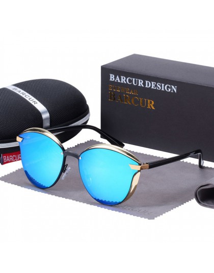 BARCUR luksusowe spolaryzowane okulary przeciwsłoneczne damskie okrągłe słońce okulary damskie luneta de soleil femme