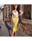 BOOFEENAA elegancka seksowna satyna jedwabiu wysokiej talii długa spódnica 2019 moda Casual Line spódnice damskie różowy żółty c