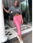 BOOFEENAA elegancka seksowna satyna jedwabiu wysokiej talii długa spódnica 2019 moda Casual Line spódnice damskie różowy żółty c