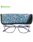 SOOLALA damskie kieszonkowe drukowane okulary do czytania z dopasowanym etui tania sprężyna zawias okulary do czytania dla osób 