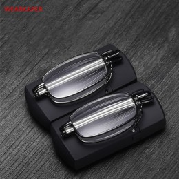 Nowy Titanium alloy Anti-UV składane okulary do czytania mężczyźni kobiety obrotowy komputer optyczny Mini portfel okulary diopt