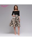 S.FLAVOR Femme Floral wydrukowano patchworkowa sukienka kobiety Off Shoulder Sexy Party vestidos kobieta głęboki dekolt w stylu 