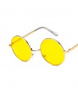 GUVIVI moda nowy 2018 okrągłe okulary kobiety w stylu Vintage metalowa rama różowy obiektyw żółty kolorowe odcienie UV400