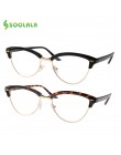 SOOLALA semi-rimless kocie okulary do czytania kobiety powiększające okulary starczowzroczność okulary do czytania okulary 0.5 1