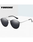 YOOSKE marka okrągłe okulary przeciwsłoneczne damskie Vintage Rimless okulary odcienie mężczyźni Retro powłoka lustro okulary UV