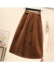 Lucyever Plus Size kobiety spódnica sztruksowa jesień zima w stylu Vintage Harajuku luźna linia kobiet długa spódnica wysokiej t