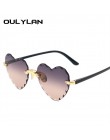 Oulylan damskie okulary przeciwsłoneczne bezramkowe moda w kształcie serca okulary przeciwsłoneczne dla Wome Vintage śliczne 90s
