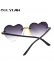 Oulylan damskie okulary przeciwsłoneczne bezramkowe moda w kształcie serca okulary przeciwsłoneczne dla Wome Vintage śliczne 90s