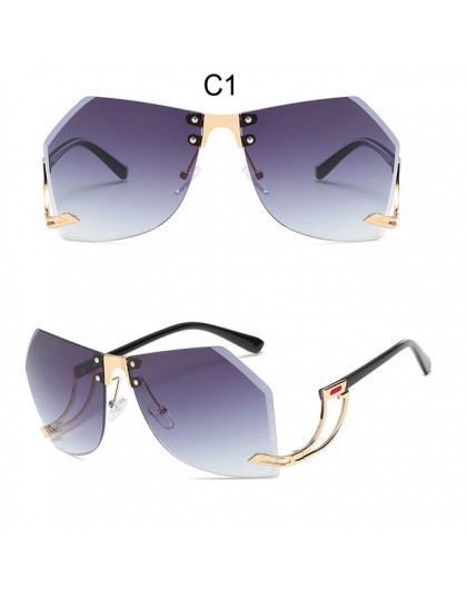 2020 nowe nieregularne okulary przeciwsłoneczne bezramkowe damskie marka projektant oprawki ze stopu Oversize gradientowe okular