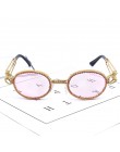 Kolorowe małe okrągłe okulary przeciwsłoneczne z cyrkoniami kobiety Steampunk diamentowe okulary przeciwsłoneczne klasyczne okul