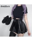 Goth Dark Grunge Punk lato gotyckie spódnice dla kobiet Streetwear zipper nit plisowana czarna metalowa spódnica PU Sexy Hollow 