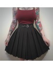 InstaHot Gothic wysokiej talii plisowana spódnica kobiet 2019 Punk styl szkolny Ruched czarna plisowana krótka spódniczka klamra