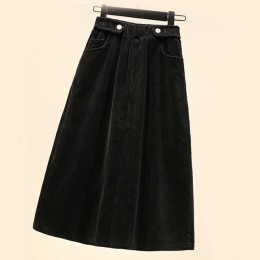Lucyever Plus Size kobiety spódnica sztruksowa jesień zima w stylu Vintage Harajuku luźna linia kobiet długa spódnica wysokiej t