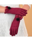 40 kobiety ciepłe rękawice zimowe miękkie sztuczny zamsz grube rękawiczki pełne Finger Glovees piękny pluszowa piłka koronkowe 