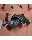 Gorące zimowe oryginalne skórzane rękawiczki kobiety 2019 marka kożuch ciepłe jednolity kolor kobiet prawdziwe owce Lady Fashion