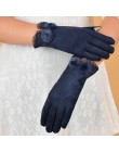 40 kobiety ciepłe rękawice zimowe miękkie sztuczny zamsz grube rękawiczki pełne Finger Glovees piękny pluszowa piłka koronkowe 