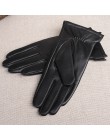 Gours damskie oryginalne skórzane rękawiczki czarne klasyczne kożuchy rękawiczki do ekranu dotykowego zimowe grube ciepła moda r