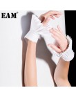 [EAM] wysokiej jakości 2020 wiosna solidny biały Temperament proste "dzika moda" nowy kobiety plisowana krotnie Stitch mankiet f