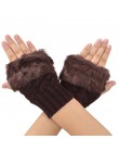 Moda zimowe rękawiczki damskie pluszowe futro dziania wełny utrzymać ciepła, krótka rękawica bez palców pani dziewczyna pół ręka