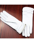 Rękawice skórzane rękawice z owczej skóry białe modelki elastyczne cienkie kaszmirowe podszewka weatherization armband zestawy d