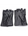 1 para kobiety moda PU skóra czarne pół palca rękawiczki fajne niewypełnione serce rękawiczki bez palców chłopiec rękawiczki dla