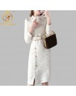 2020 New arrival jesień i zima Runway kobiety elegancka tweedowa sukienka łuk kołnierz z długim rękawem kobieta moda eleganckie 