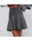 BerryGo drapowana plisowana dzianinowa krótka spódniczka damska zimowa elegancka krótka spódniczka spódnice z wysokim stanem kob