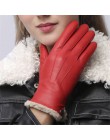 Wysokiej jakości oryginalne skórzane rękawiczki damskie jesienno-zimowa oraz aksamitna moda szczupła ręka ciepłe rękawice z owcz