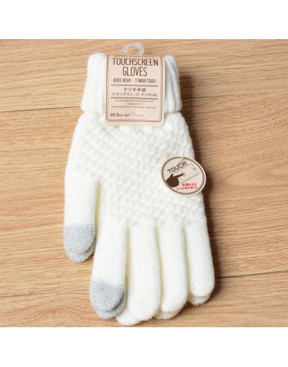 Kobiety mężczyźni ciepłe rękawiczki zimowe do ekranów dotykowych Stretch dzianinowe rękawiczki wełniane pełne palce Guantes dams